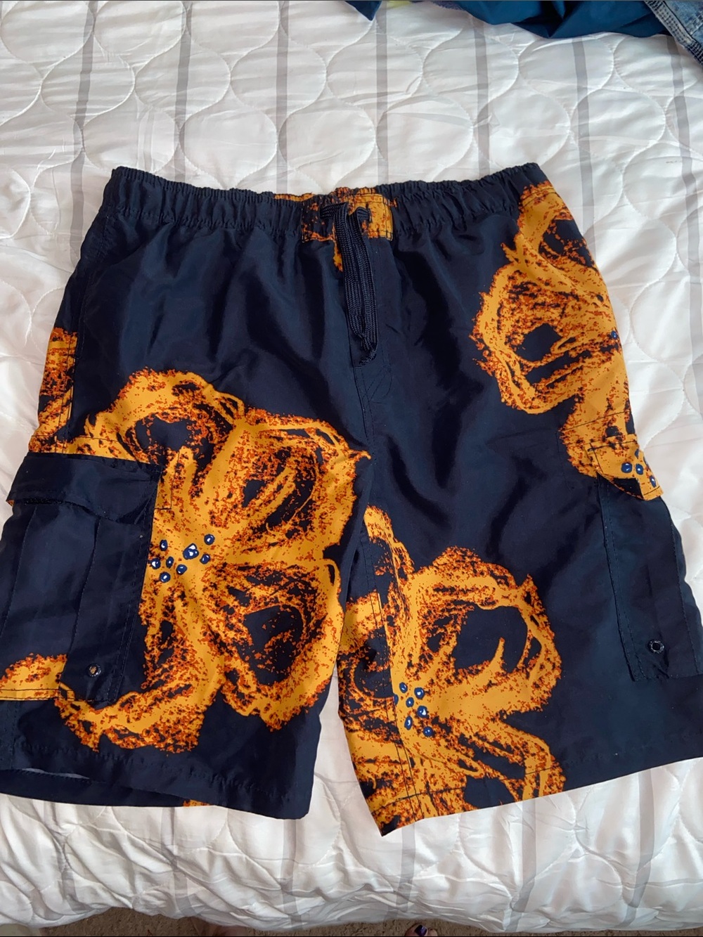 10” FLORAL SWIM TRUNKS Black & Orange ARIZONA JEAN CO 36